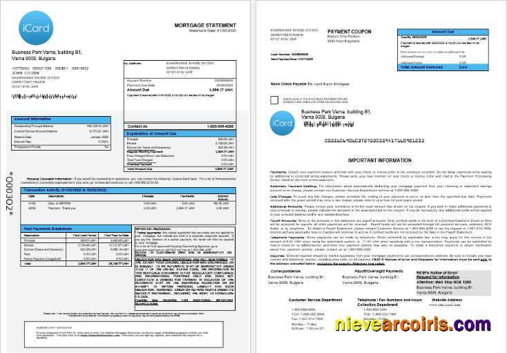 Ukraine Icard bank mortgage statement 1-2